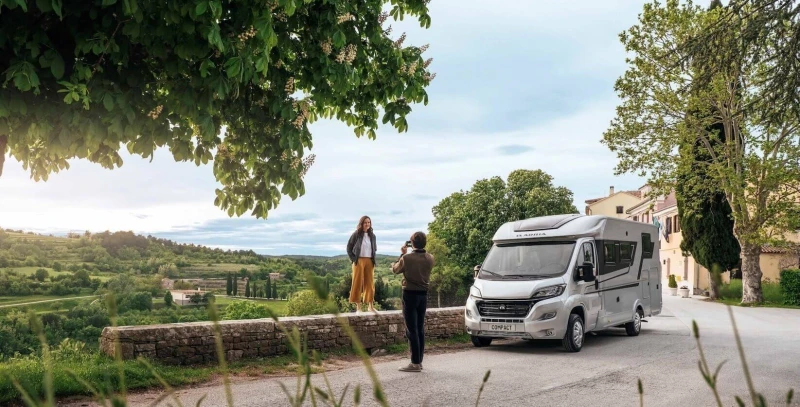 adria compact supreme motorhomes in an outdoor environment